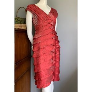 Adrianna Papell : red shimmer tiered party dress